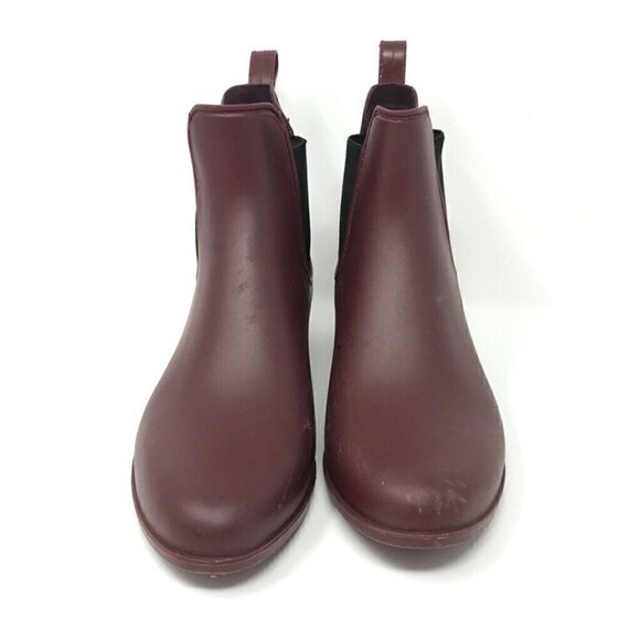 J Crew Matte Chelsea Waterproof Rain Boots Maroon 7 - Picture 2 of 8